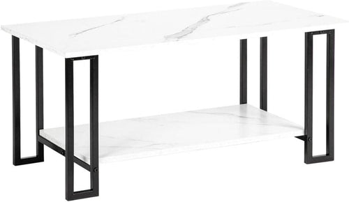 Modern Rectangular Coffee Table ☕ Wood Grain Living Room Center Table