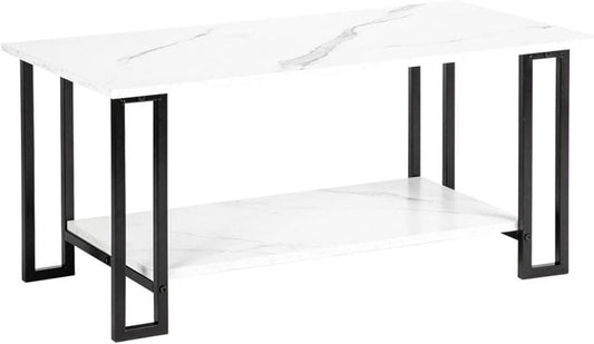 Modern Rectangular Coffee Table ☕ Wood Grain Living Room Center Table