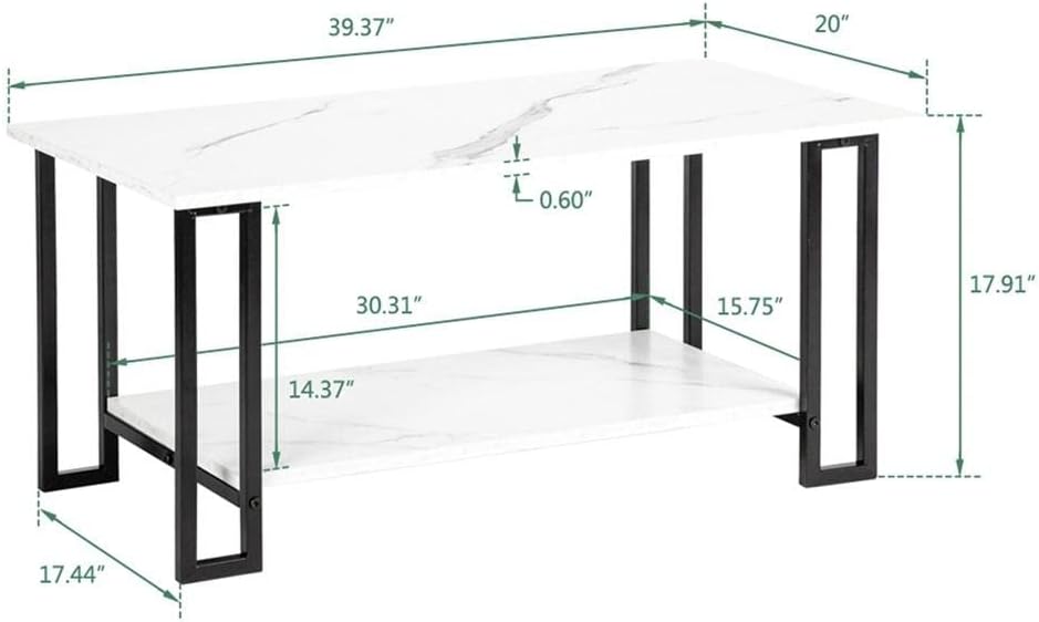 Modern Rectangular Coffee Table ☕ Wood Grain Living Room Center Table