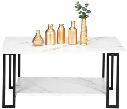 Modern Rectangular Coffee Table ☕ Wood Grain Living Room Center Table