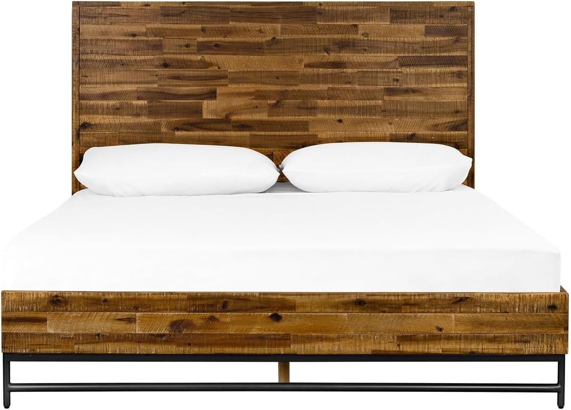 Vintage Wood Platform Bed 🛏️ Modern Rustic Bedroom Frame