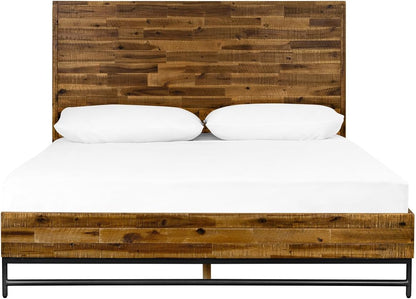 Vintage Wood Platform Bed 🛏️ Modern Rustic Bedroom Frame