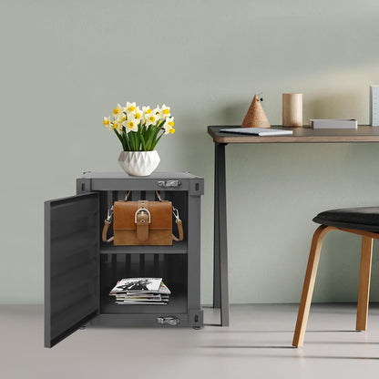 Industrial Nightstand with Storage 🖤 Modern Bedside Table
