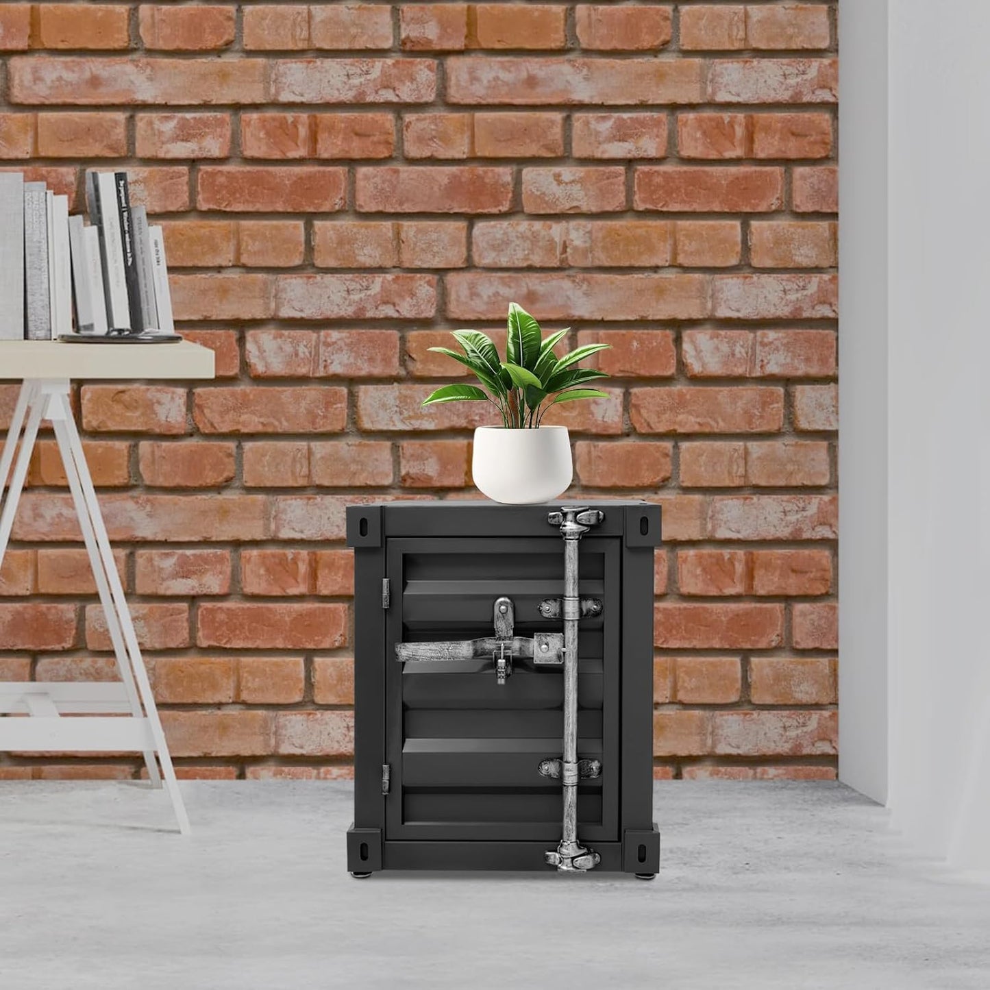 Industrial Nightstand with Storage 🖤 Modern Bedside Table
