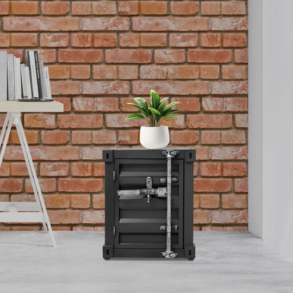 Industrial Nightstand with Storage 🖤 Modern Bedside Table