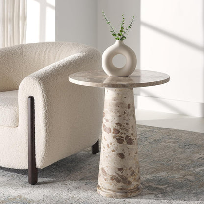 Elegant Round Accent Table ✨ Modern Gold Frame & Marble-Style Top