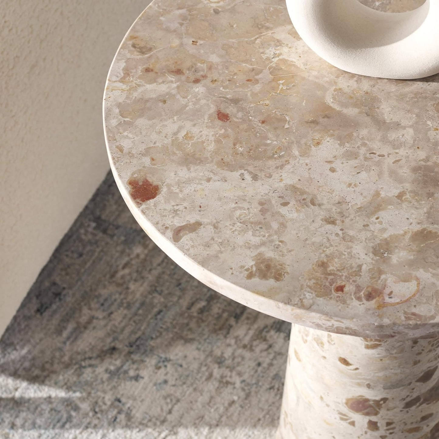 Elegant Round Accent Table ✨ Modern Gold Frame & Marble-Style Top