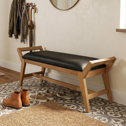 Farmhouse Upholstered Entryway Bench 🪑 Rustic Storage Seat