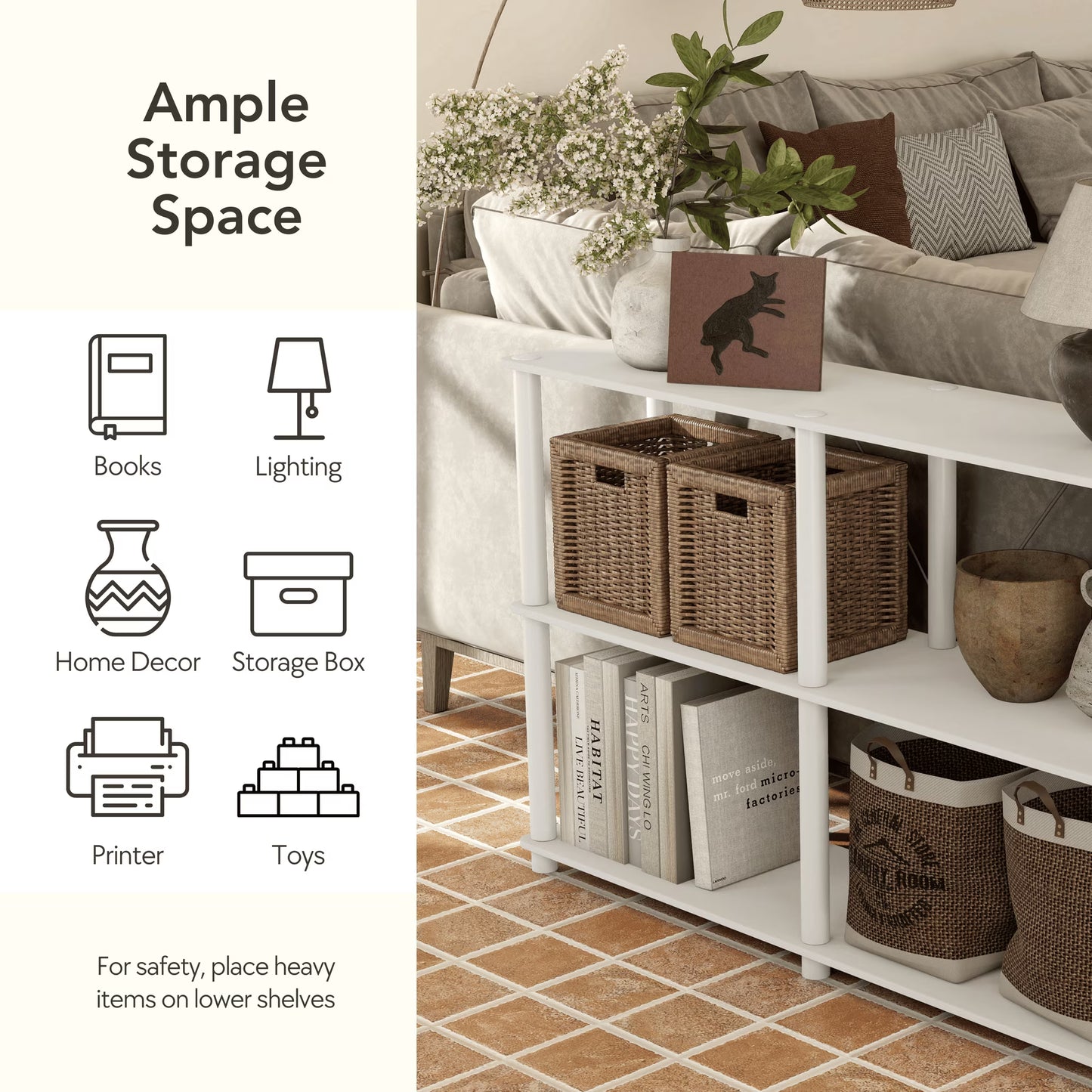 3-Tier Open Display Bookcase 📚 Modern Storage Shelf